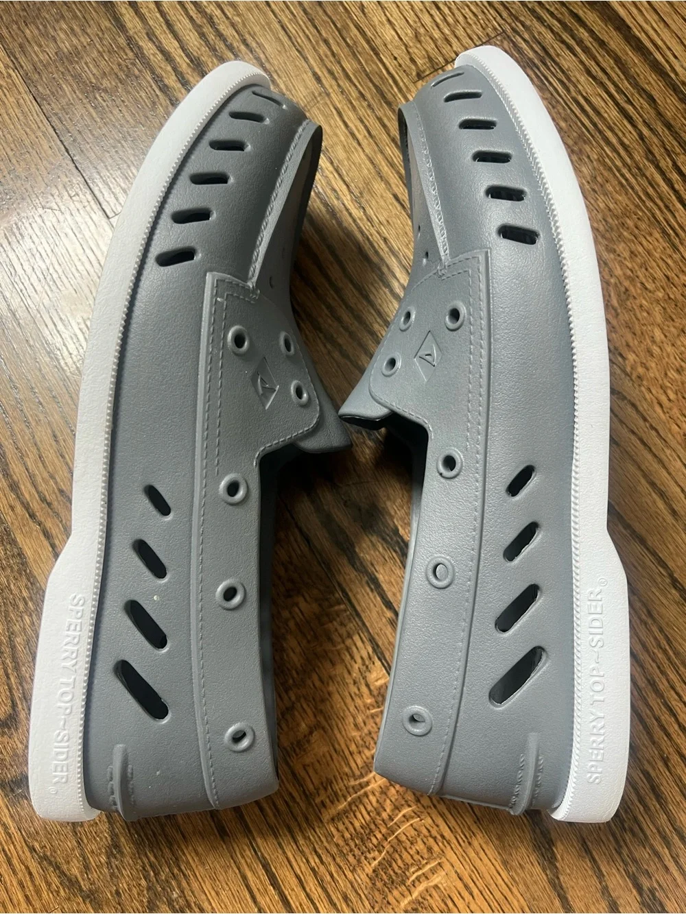 Sperry Men's Gray Slip-On Perforated Boat Shoes